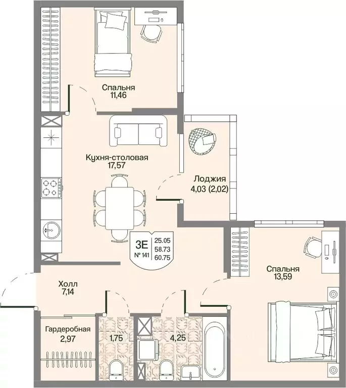 2-к кв. Ленинградская область, Всеволожский район, Бугровское ... - Фото 1