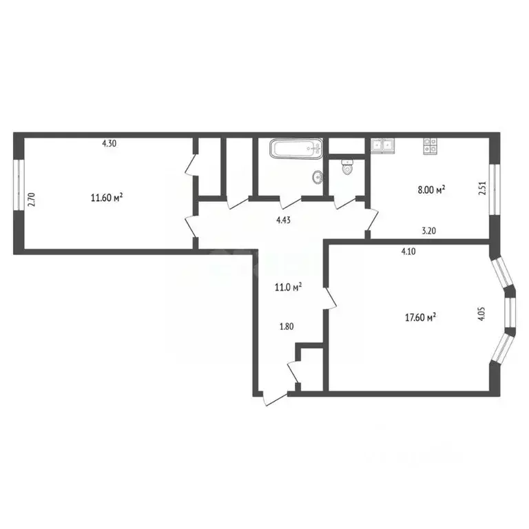 2-к кв. Ямало-Ненецкий АО, Новый Уренгой Железнодорожная ул., 50 (57.0 ... - Фото 1