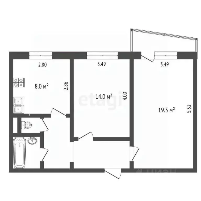 2-к кв. Владимирская область, Муром ул. Энгельса, 1А (52.9 м) - Фото 1
