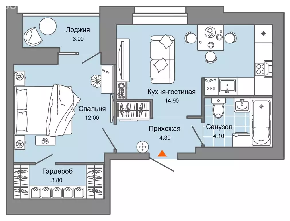 1-комнатная квартира: Пермь, микрорайон Заимка, ЖК Камаполис (41 м) - Фото 2