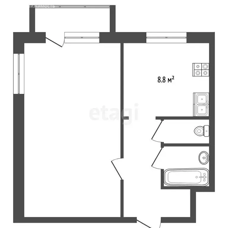 1-комнатная квартира: Жуковский, улица Гринчика, 2 (35 м) - Фото 1