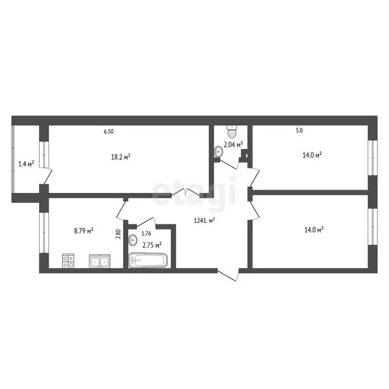 3-комнатная квартира: село Паратунка, Нагорная улица, 50 (74.8 м) - Фото 0