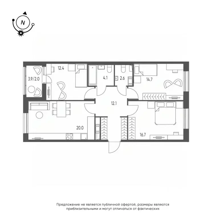 3-к кв. Омская область, Омск Зеленая река мкр, 14 (84.6 м) - Фото 0