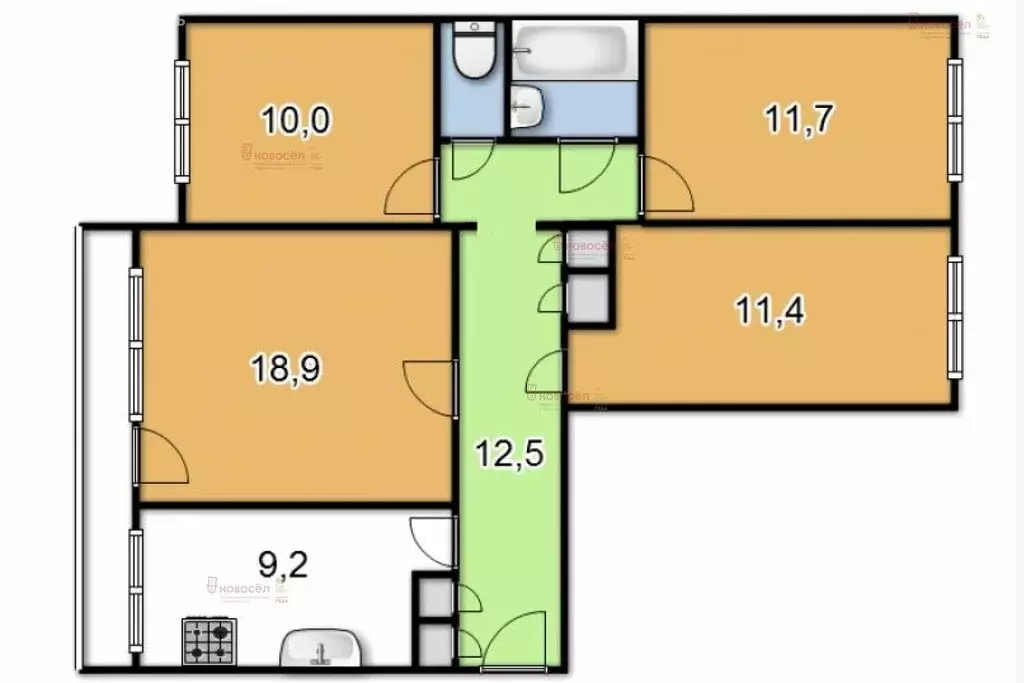 4-комнатная квартира: Берёзовский, улица Брусницына, 3 (79 м) - Фото 0