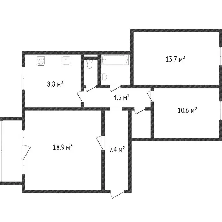 3-комнатная квартира: Златоуст, проезд Профсоюзов, 8 (64 м) - Фото 1