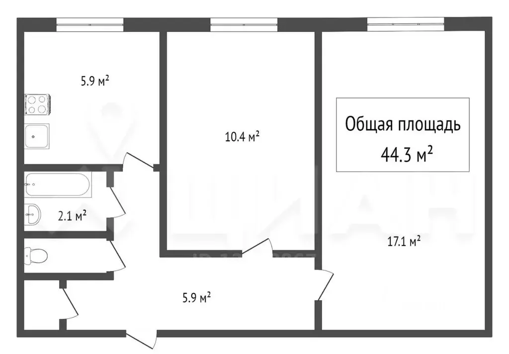 2-к кв. Кемеровская область, Кемерово Волгоградская ул., 30 (46.3 м) - Фото 1