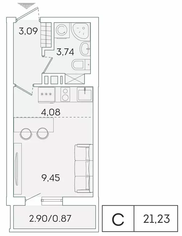Квартира-студия: Мурино, Графская улица, 6к1 (20.4 м) - Фото 0