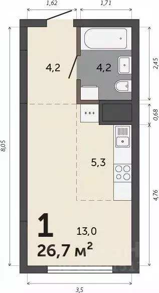 Студия Свердловская область, Екатеринбург Втузгородок жилрайон, Шарташ ... - Фото 1