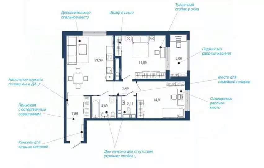 2-к кв. Липецкая область, Липецк Елецкое ш., 7 (78.35 м) - Фото 1