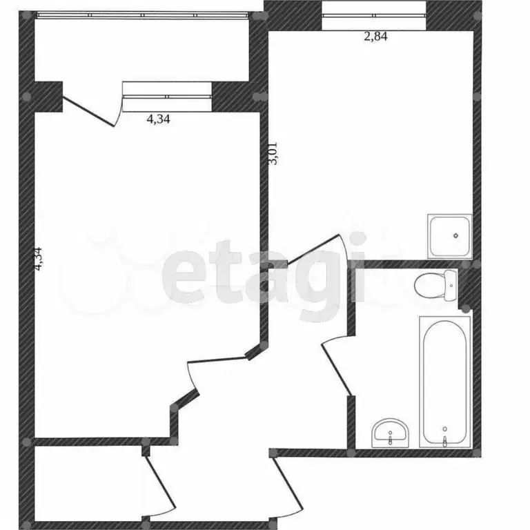 1-к. квартира, 40,5 м, 7/10 эт. - Фото 1
