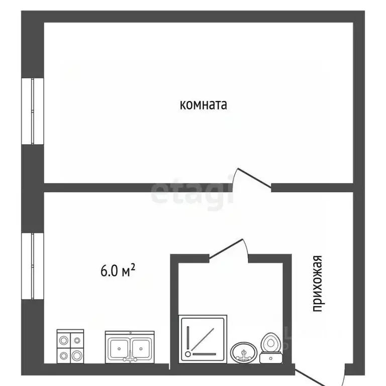 1-к кв. Владимирская область, Меленки ул. Чернышевского, 43 (30.1 м) - Фото 1