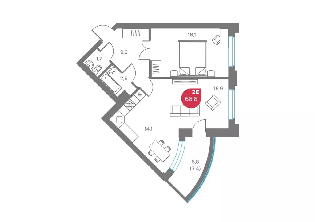 2-к кв. Пермский край, Пермь Советская ул., 16 (66.6 м) - Фото 1