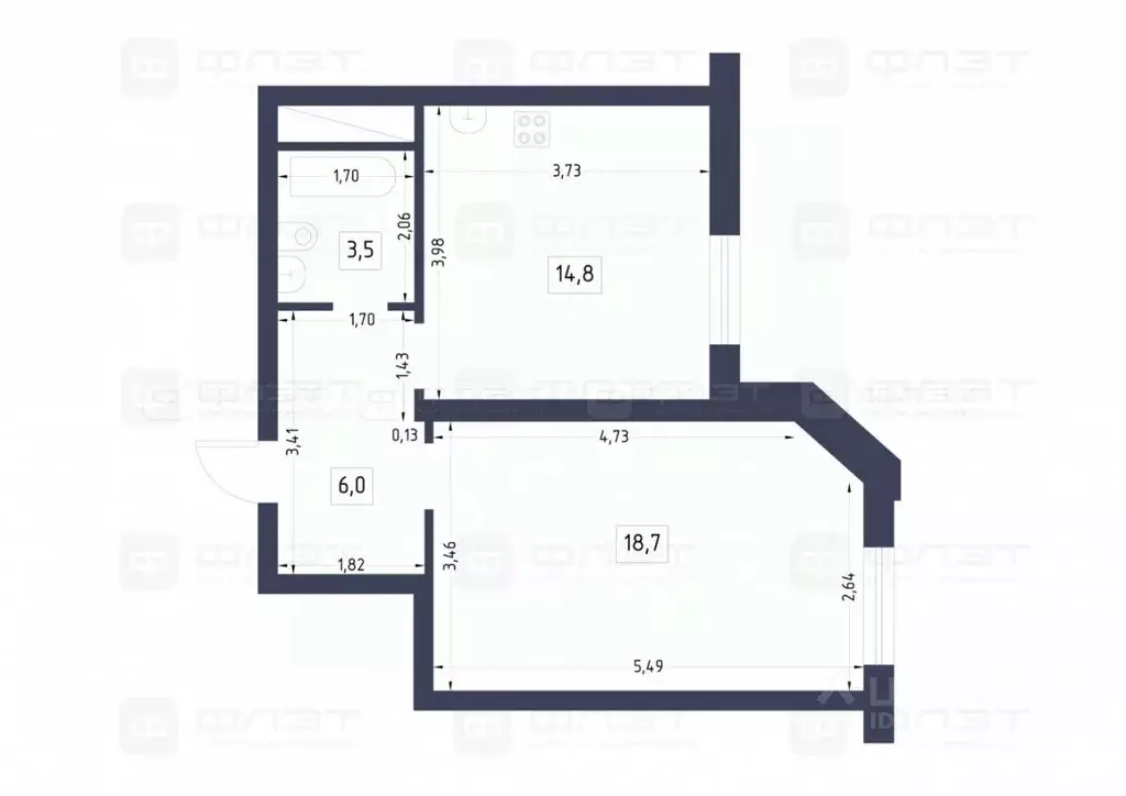 1-к кв. Татарстан, Казань Минская ул., 12 (43.0 м) - Фото 1