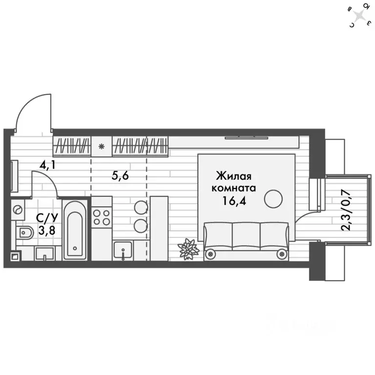 Студия Приморский край, Владивосток Снеговая Падь мкр, ул. Адмирала ... - Фото 2