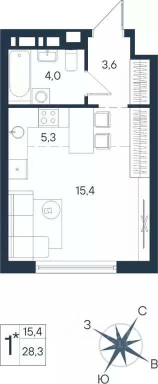 Студия Пермский край, Пермь ул. Космонавта Беляева, 17 (28.3 м) - Фото 0