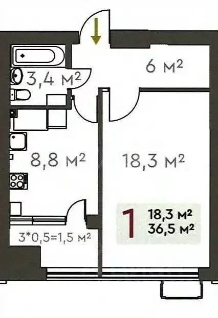 1-к кв. Крым, Судак пер. Серный, 12 (36.6 м) - Фото 2