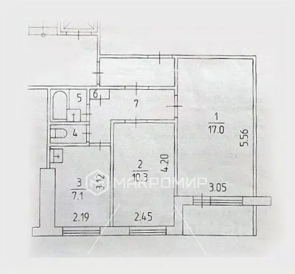 2-к кв. Пермский край, Пермь ул. Пушкина, 7 (44.0 м) - Фото 1