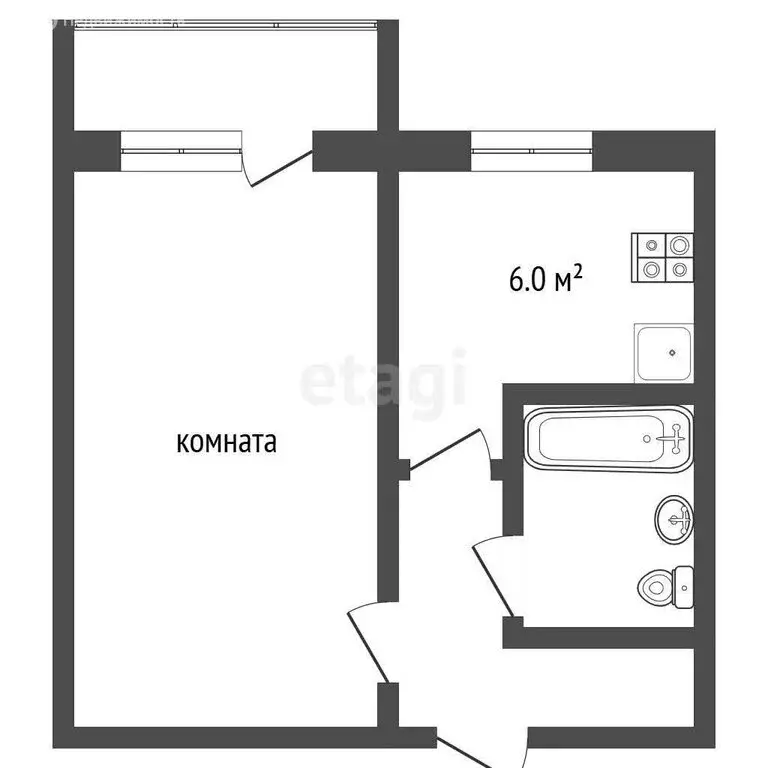 1-комнатная квартира: 6-й микрорайон, 5 (33.5 м) - Фото 1