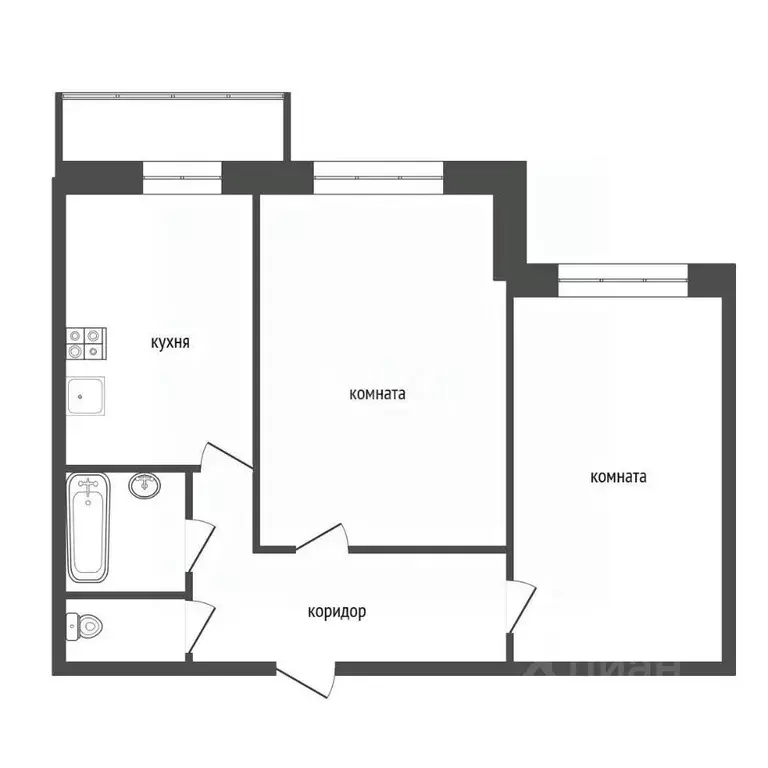 2-к кв. Воронежская область, Воронеж Тепличная ул., 26/10 (60.4 м) - Фото 1