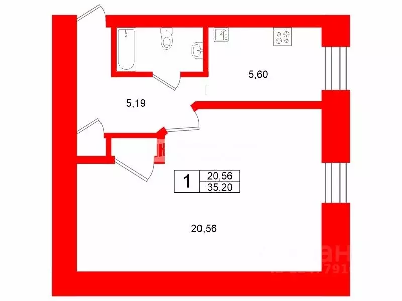 1-к кв. Санкт-Петербург ул. Маринеско, 10 (35.2 м) - Фото 2