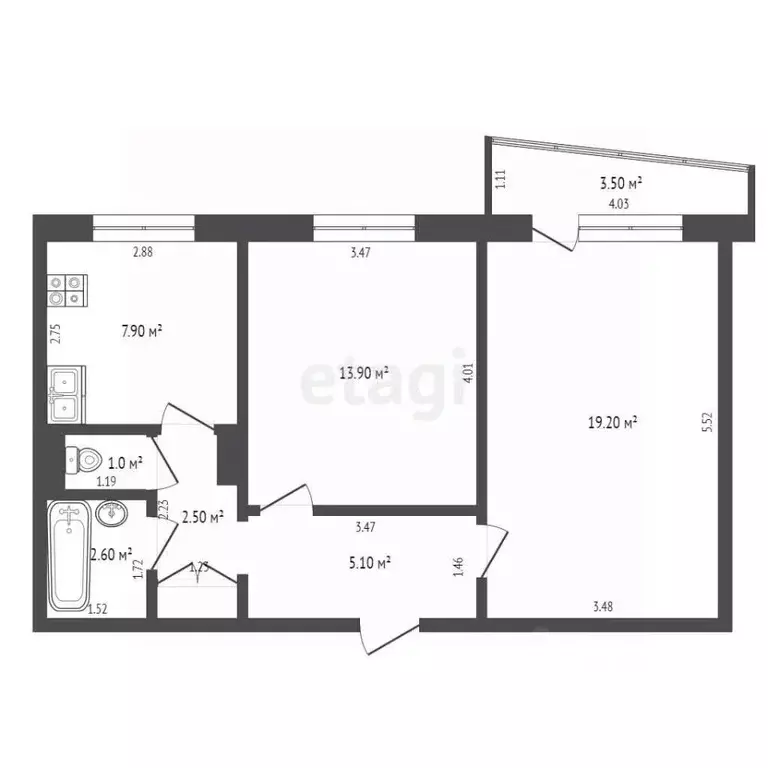 2-к кв. Тамбовская область, Тамбов Красноармейская ул., 13 (53.0 м) - Фото 2