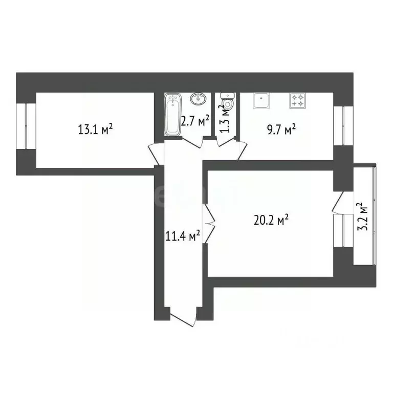 2-к кв. Красноярский край, Красноярск Соколовская ул., 54 (59.4 м) - Фото 1