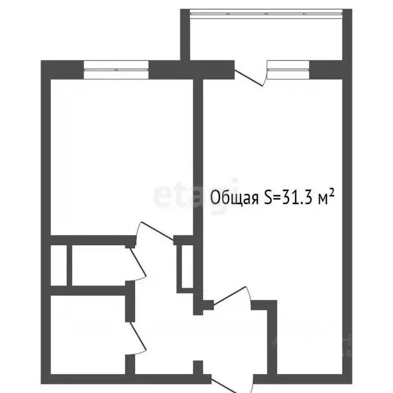 1-к кв. Кемеровская область, Кемерово Рекордный пер., 5 (31.3 м) - Фото 1
