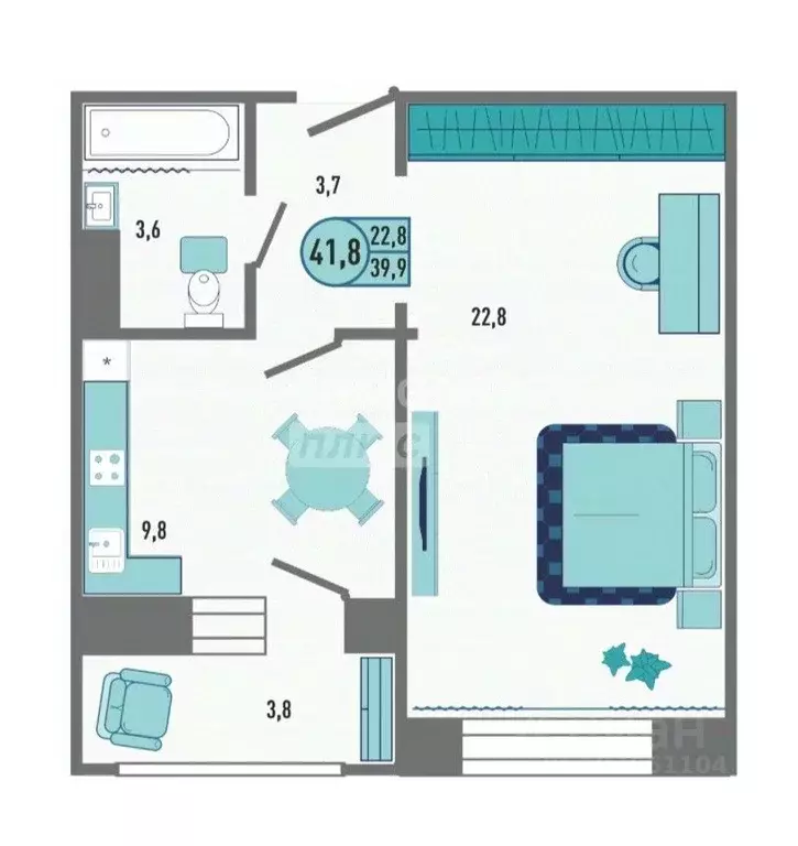 1-к кв. Липецкая область, Липецк Минская ул. (41.8 м) - Фото 2