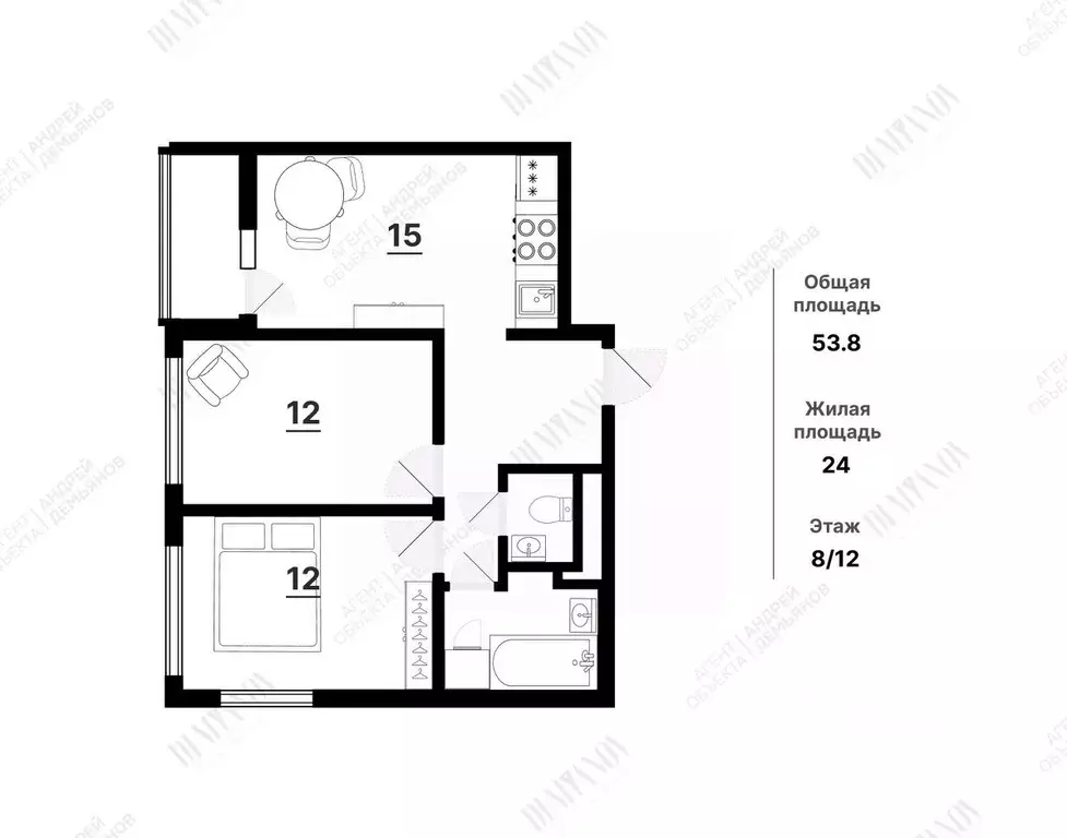 2-к кв. Ленинградская область, Всеволожский район, пос. Бугры ул. ... - Фото 2