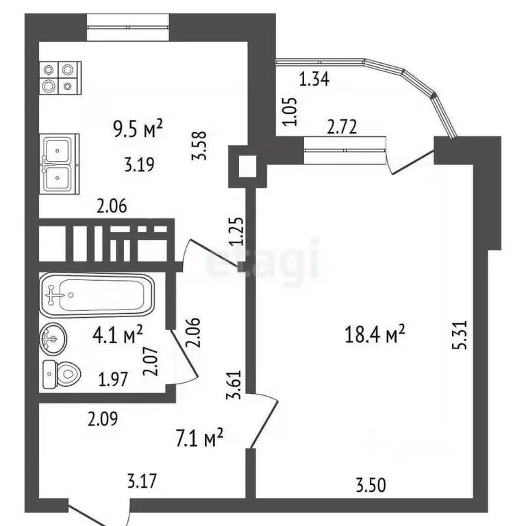 1-к кв. Марий Эл, Йошкар-Ола ул. Подольских Курсантов, 21а (39.7 м) - Фото 2