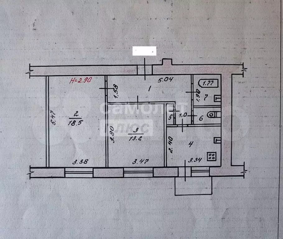 2-к. квартира, 54,6 м, 3/6 эт. - Фото 1