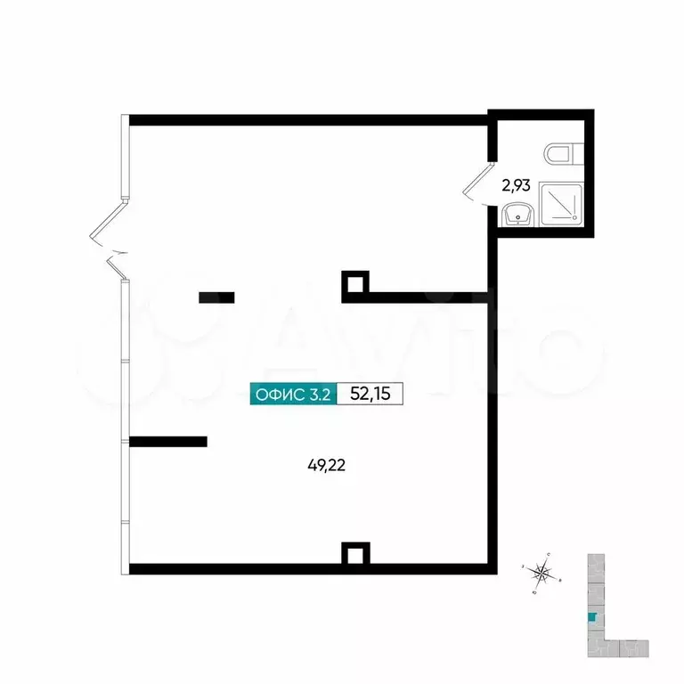 Коммерческое помещение 52м аренда от застройщика - Фото 1