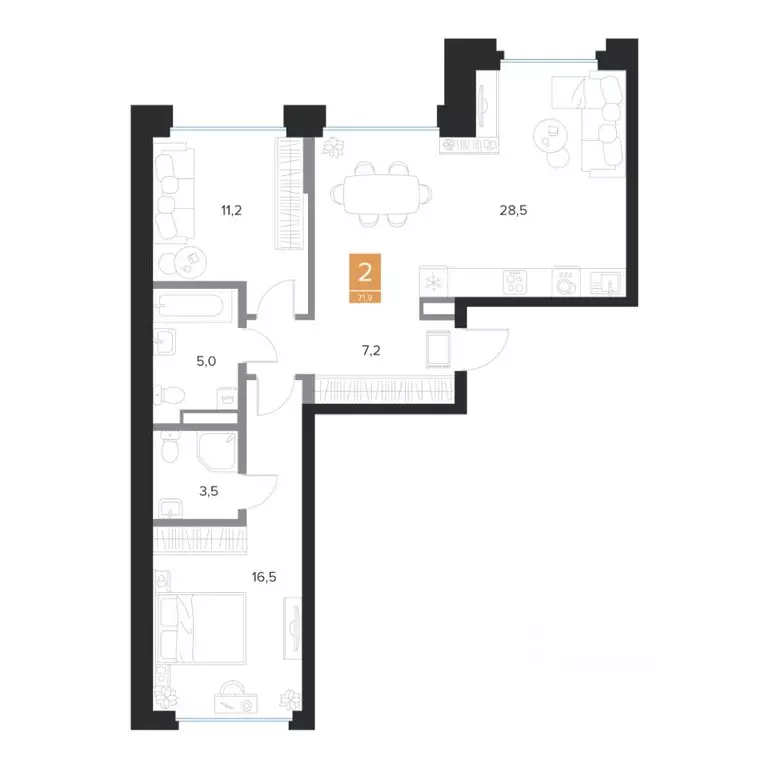 2-к кв. Курская область, Курск Парковый квартал Чувства жилой комплекс ... - Фото 1