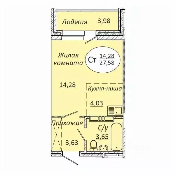 Студия Новосибирская область, Новосибирск 2-я Воинская ул., 51 (27.58 ... - Фото 0