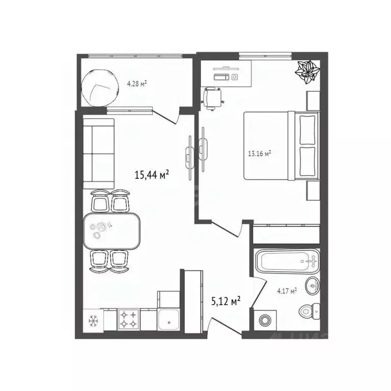1-к кв. Брянская область, Брянск ул. Ульянова, 24 (38.0 м) - Фото 1
