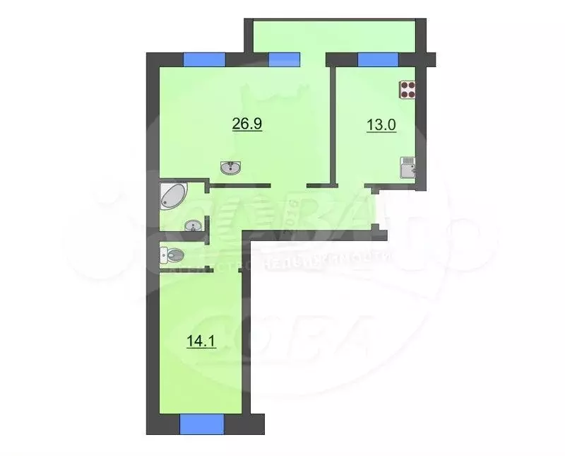 2-к. квартира, 68 м, 4/10 эт. - Фото 0