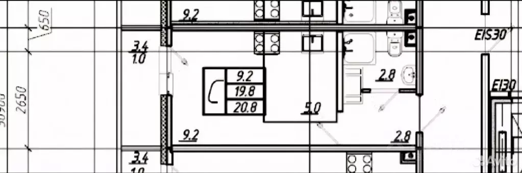 Студия Санкт-Петербург наб. Реки Каменки, 19к3 (19.8 м) - Фото 2