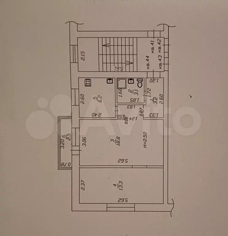 2-к. квартира, 45 м, 4/4 эт. - Фото 0
