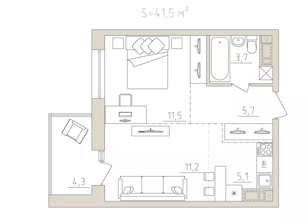 2-к кв. Карелия, Петрозаводск Закаменская наб., 3 (41.5 м) - Фото 1