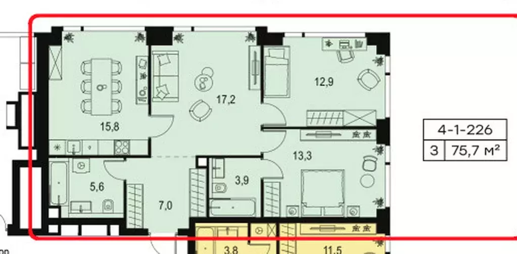 Продаётся 3-к квартира, 77.2 м - Фото 0