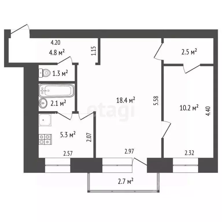 2-к кв. Хабаровский край, Солнечный рп ул. Геологов, 6 (44.6 м) - Фото 1