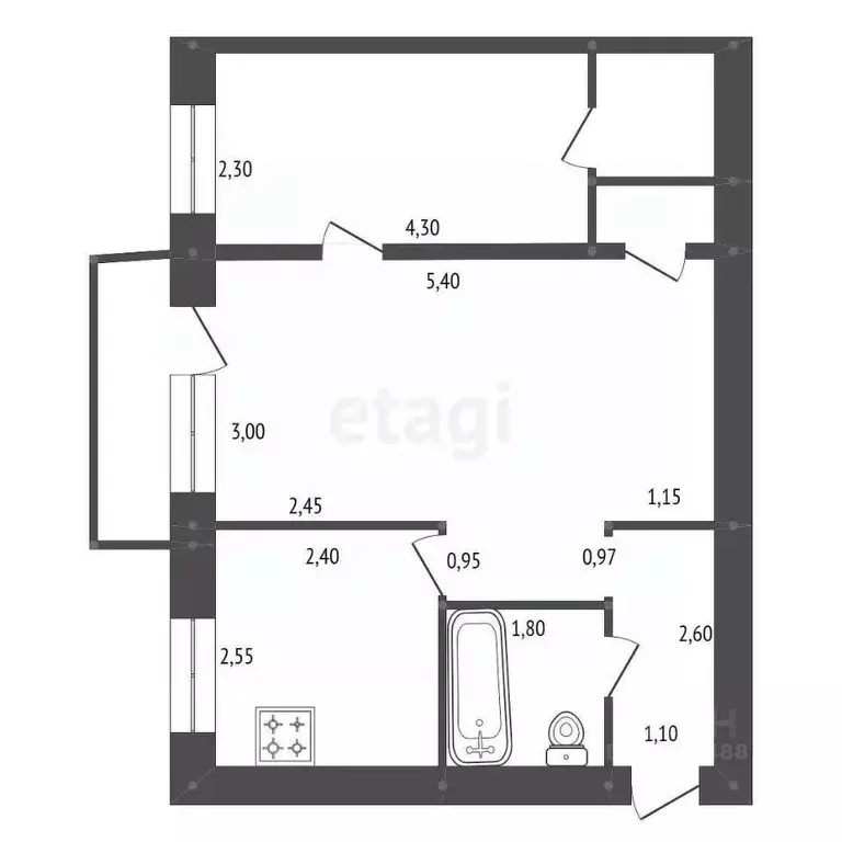 2-к кв. Амурская область, Белогорск ул. Скорикова, 18 (42.1 м) - Фото 1