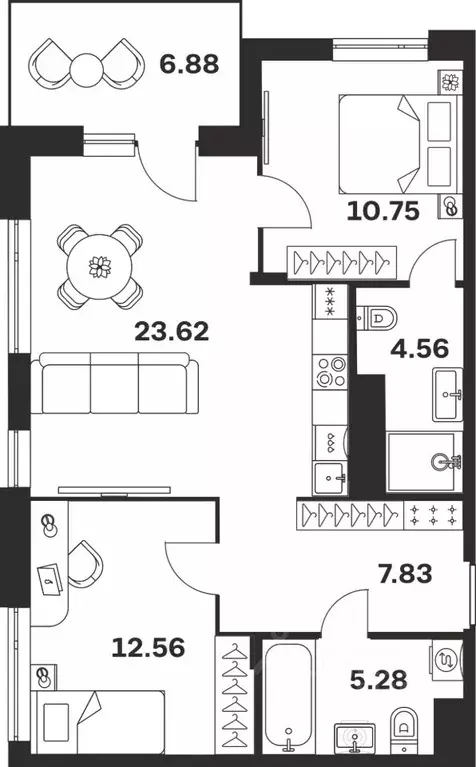 2-к кв. Тульская область, Тула ул. Богородицкая, 8В (71.48 м) - Фото 1