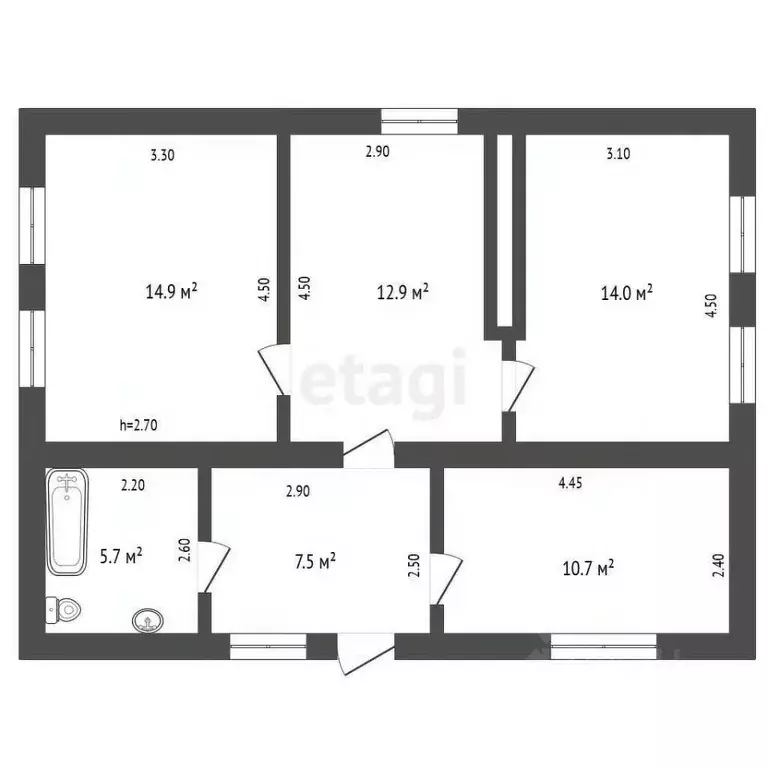 Дом в Крым, Бахчисарайский район, с. Вилино ул. Фурманова, 31 (66 м) - Фото 2