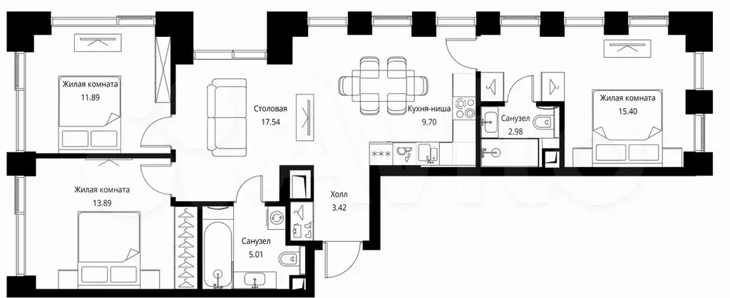3-к. квартира, 80 м, 8/19 эт. - Фото 0