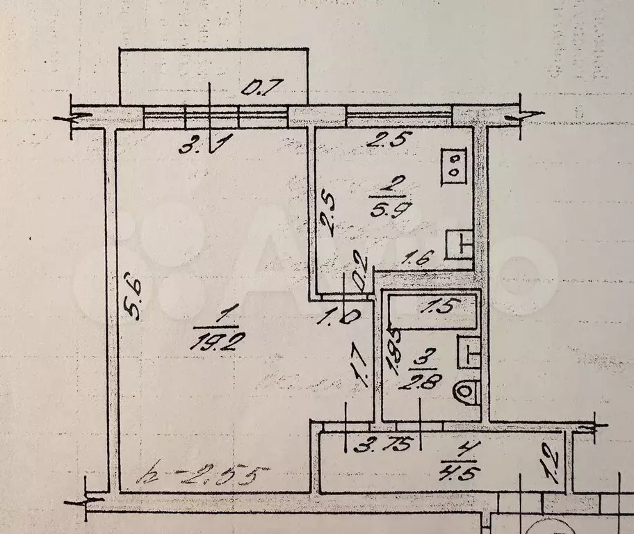 1-к. квартира, 33 м, 4/5 эт. - Фото 0