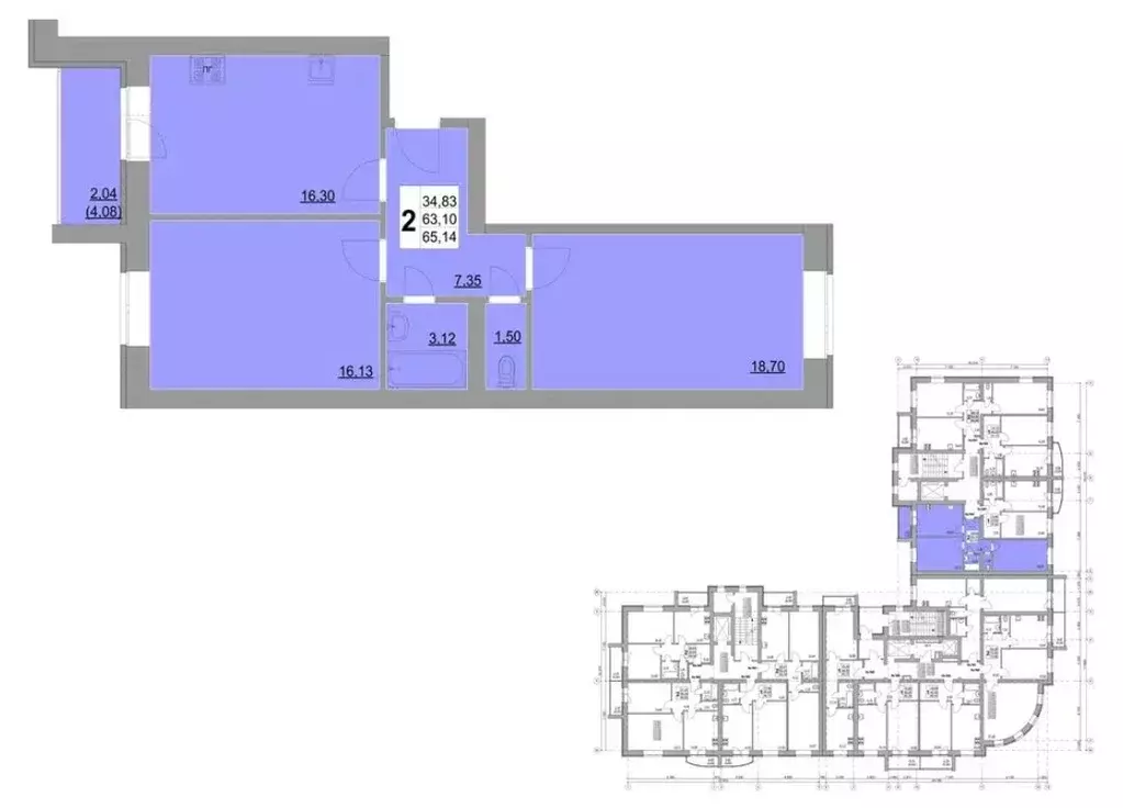 Продаётся 2-к квартира, 65.14 м - Фото 0
