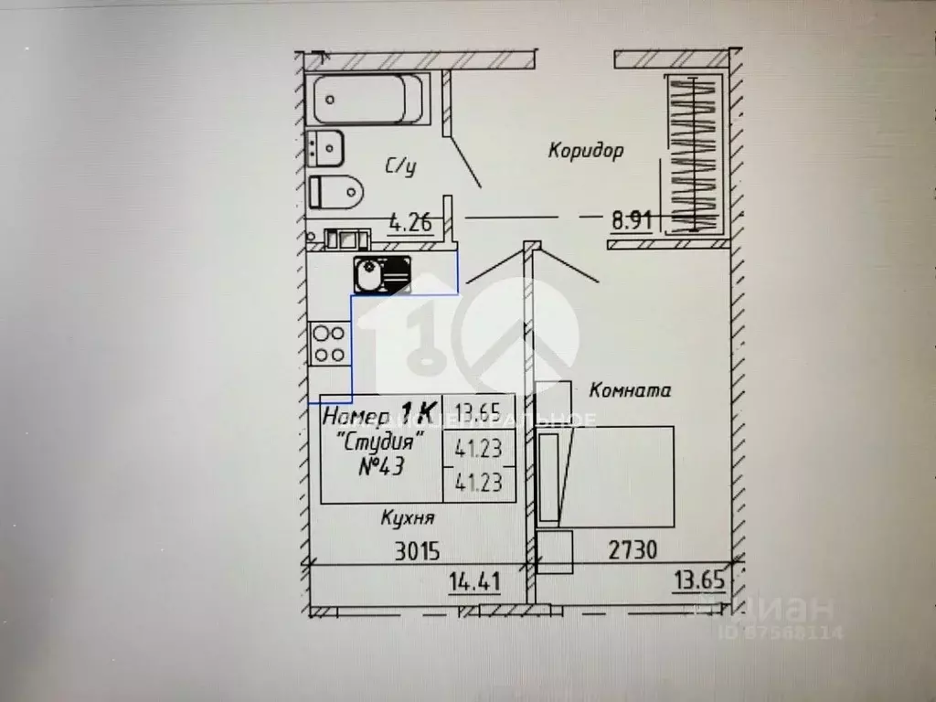 1-к кв. Новосибирская область, Новосибирск Автогенная ул., 75 (41.0 м) - Фото 1