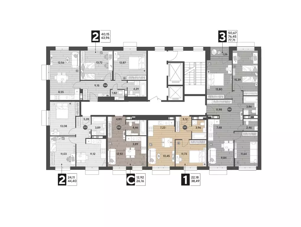 2-к кв. Московская область, Пушкино Публицист жилой комплекс (63.96 м) - Фото 2