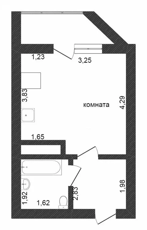 Квартира-студия: Тобольск, 15-й микрорайон, 22 (28.6 м) - Фото 0